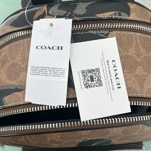 Coach Court Backpack In Signature Canvas With Bow Print Bag Purse - Picture 10 of 16